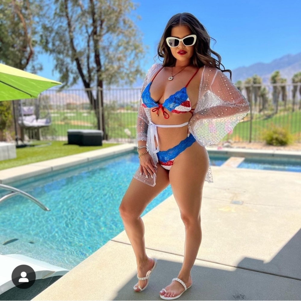 Beach Bunny Red/ White Stripes blue Patriotic USA Flag Bikini Bottoms xl